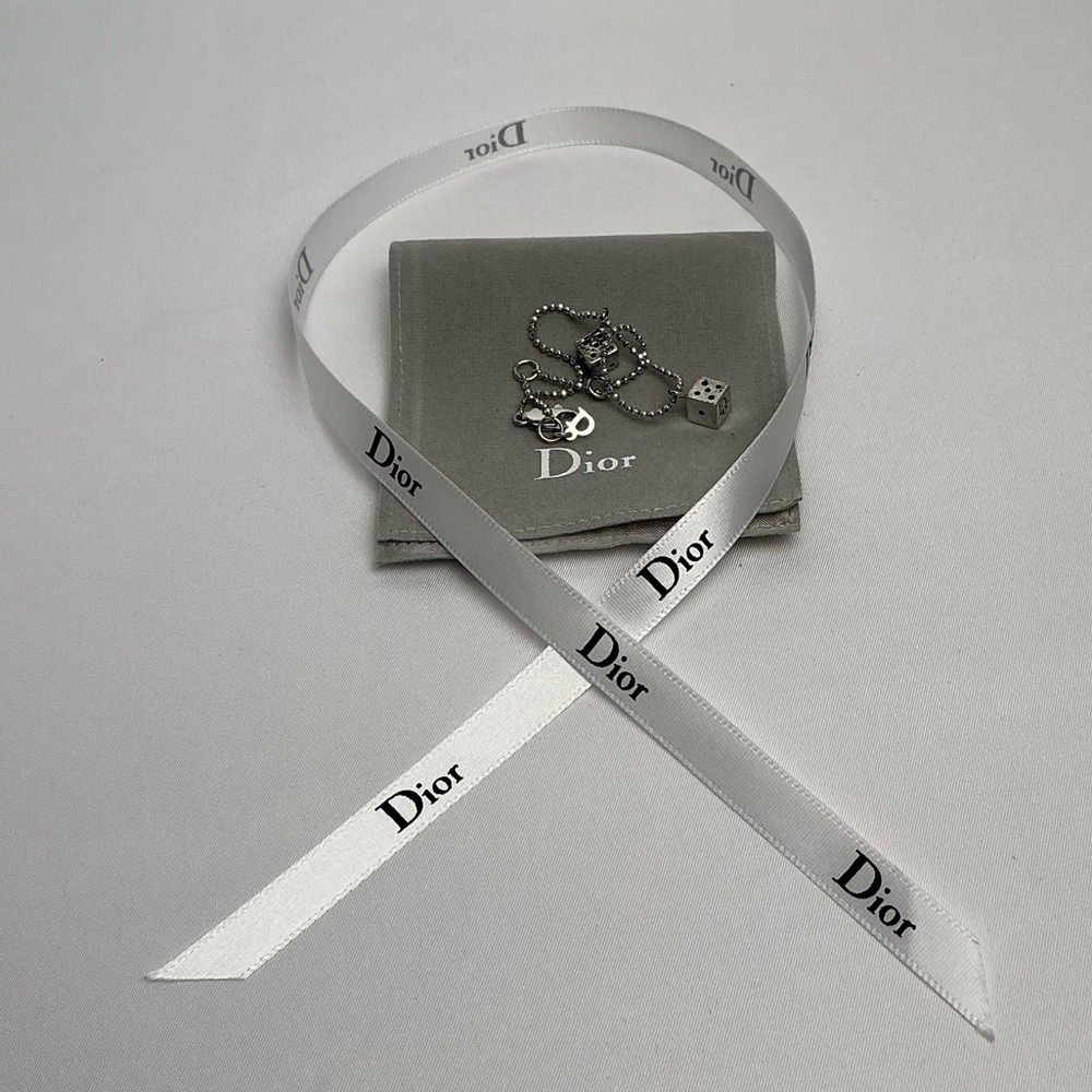 Vintage authentic Christian Dior Oblique Dice Silver Charm Bracelet - Picture 3 of 6